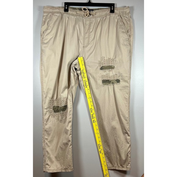 American Rag Drawstring Patchwork Khaki Straight Leg Pants, Size XXL - Picture 5 of 8